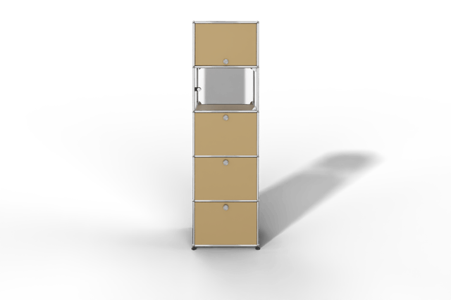 USM Haller schmales Regal mit Glasabteil