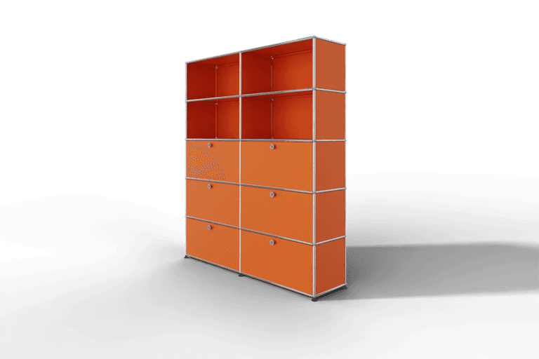 USM Haller Schrank/Regal mit 6 Klapptüren und offenen Fächern. Produktbild