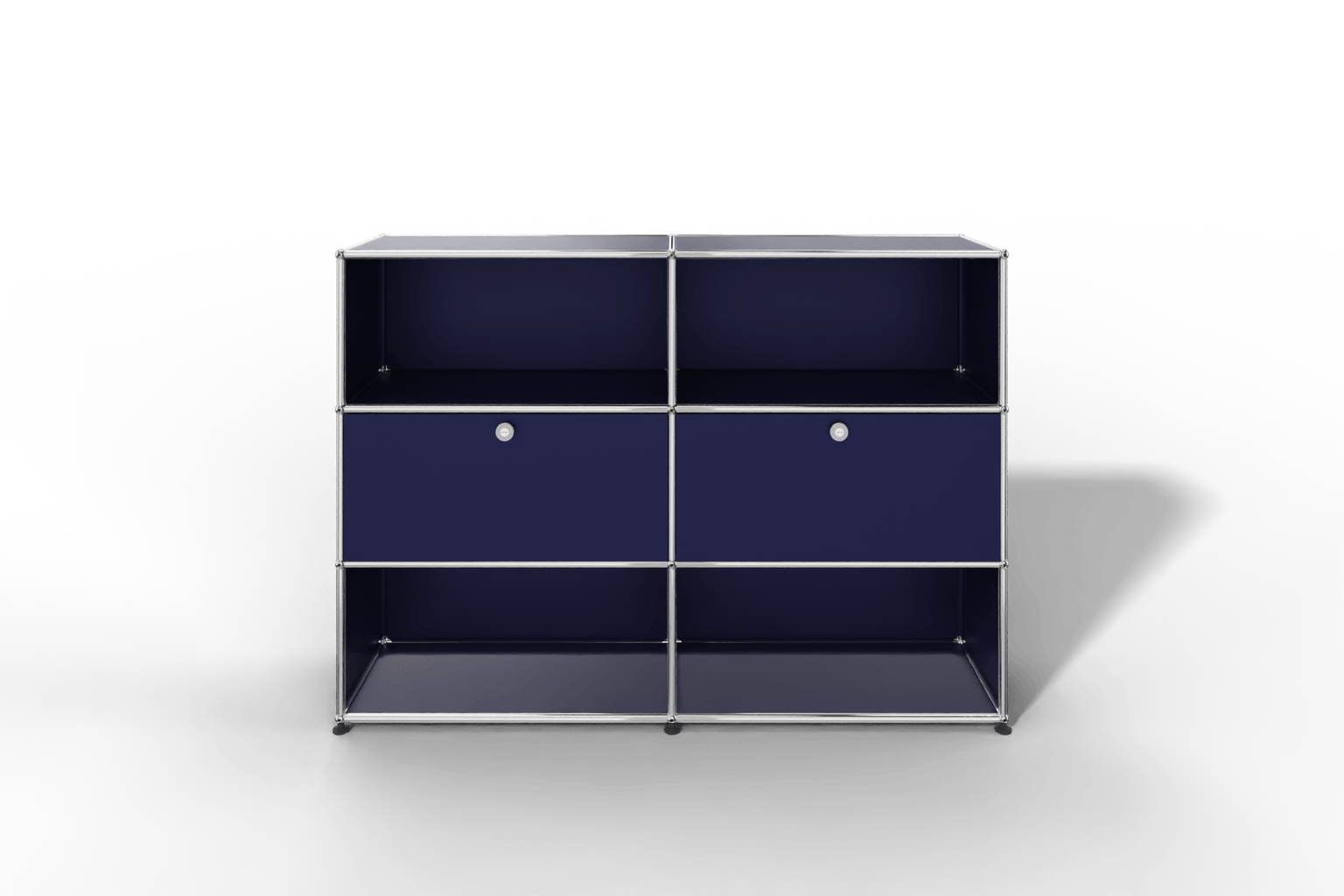 USM Haller Highboard mit 2 Klapptüren und 4 offenen Fächern in 14 Farben. Produktbild