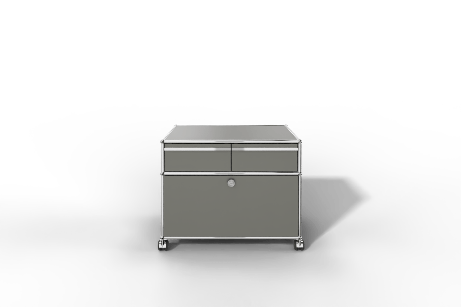 USM Haller Doppelrollcontainer mit zwei Schubladen und einer Klapptüre Produktbild