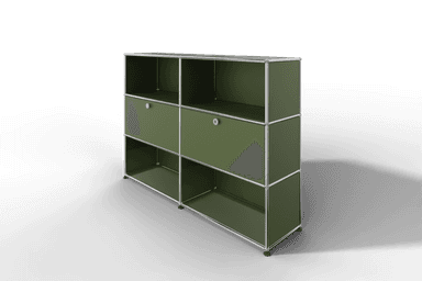 USM Haller Highboard mit 2 Klapptüren und 4 offenen Fächern in 14 Farben. Produktbild