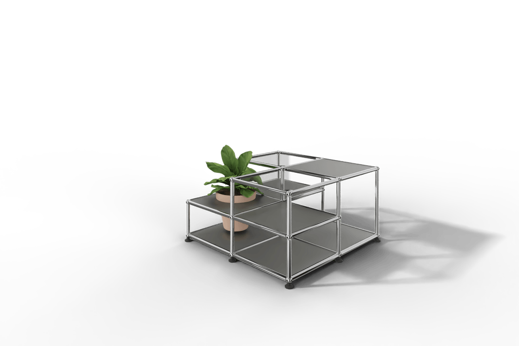 Couchtisch mit Glastablaren und Pflanzeneinsatz Produktbild