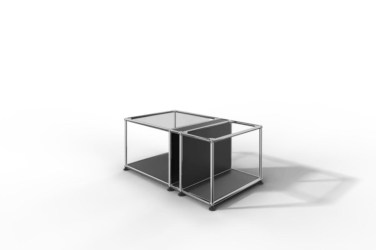 Couchtisch mit Zeitschriftenfach und Glastablaren Produktbild