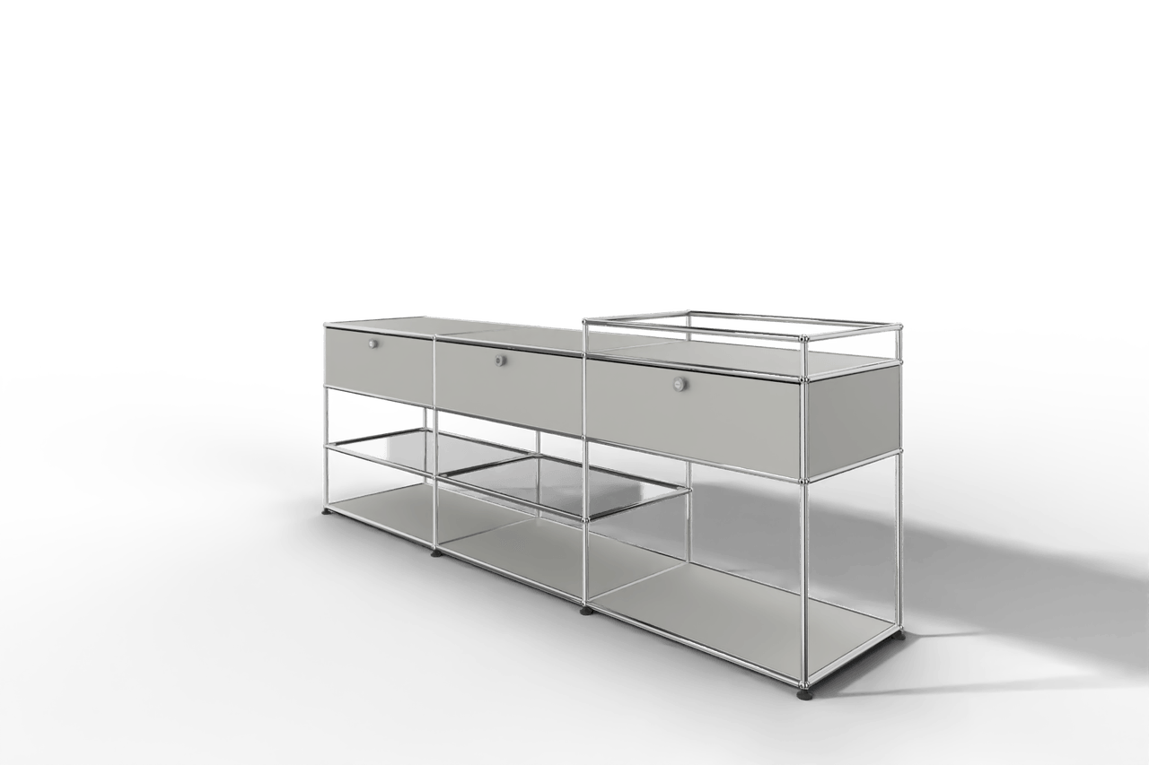 Sideboard mit 3 Klapptüren und offenen Fächern Produktbild