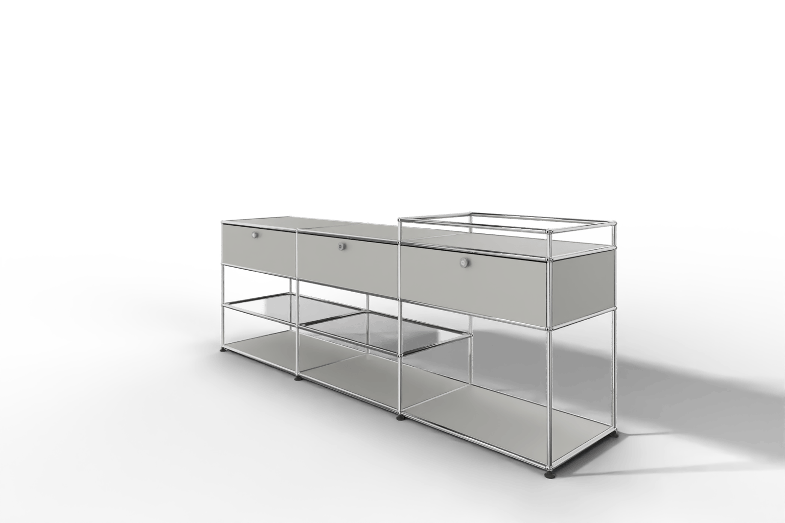 Sideboard mit 3 Klapptüren und offenen Fächern Produktbild