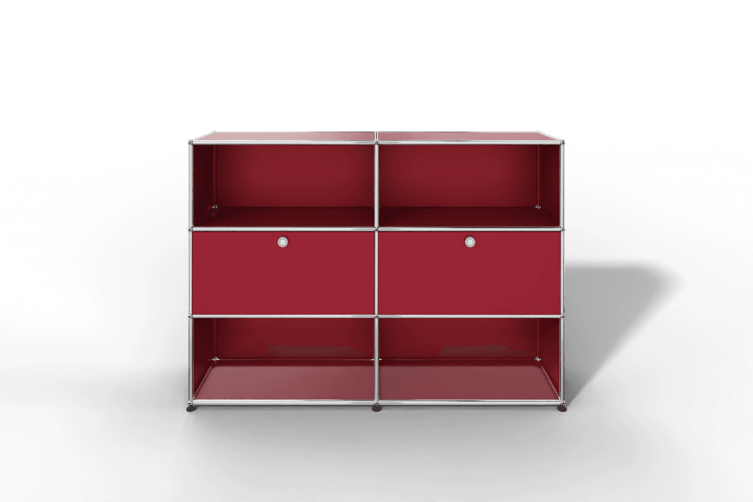 USM Haller Highboard mit 2 Klapptüren und 4 offenen Fächern in 14 Farben. Produktbild