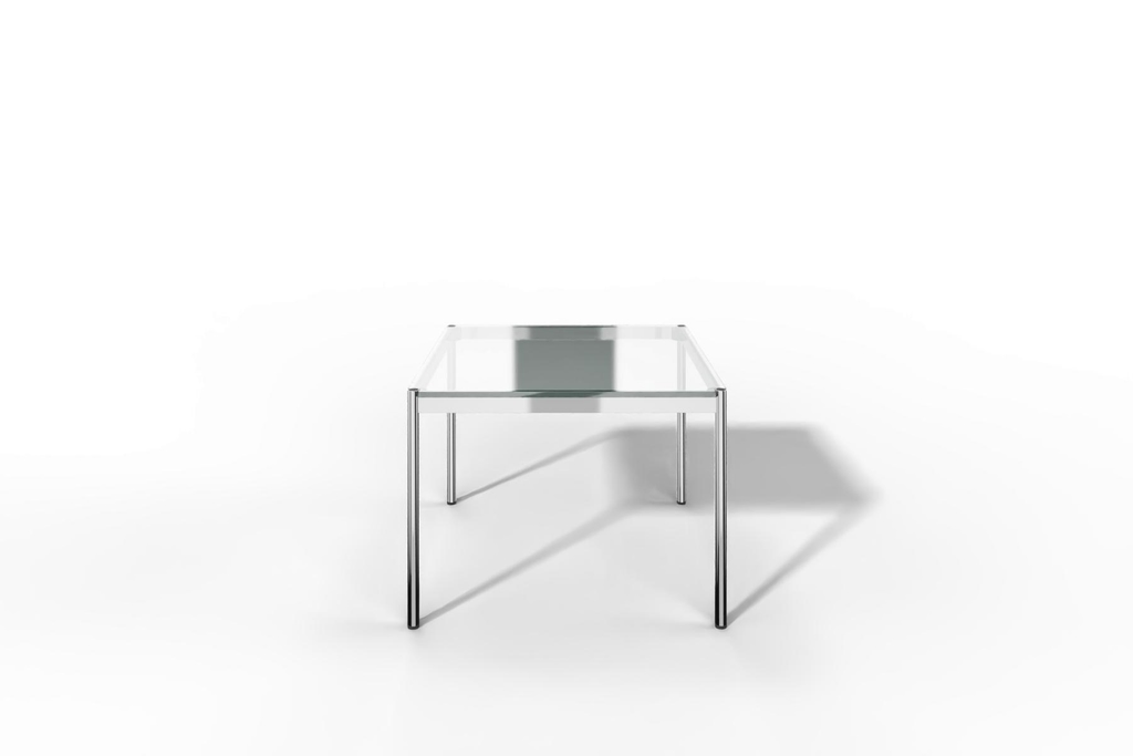 USM Haller Glastisch, Tiefe 1000 mm, Länge wählbar