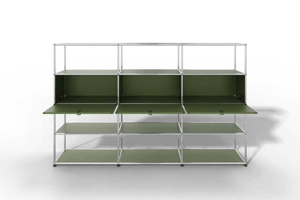 USM Haller Regal, mit 3 Klapptüren und 3 offene Reihen Produktbild