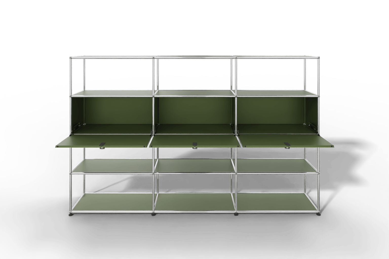 USM Haller Regal, mit 3 Klapptüren und 3 offene Reihen Produktbild