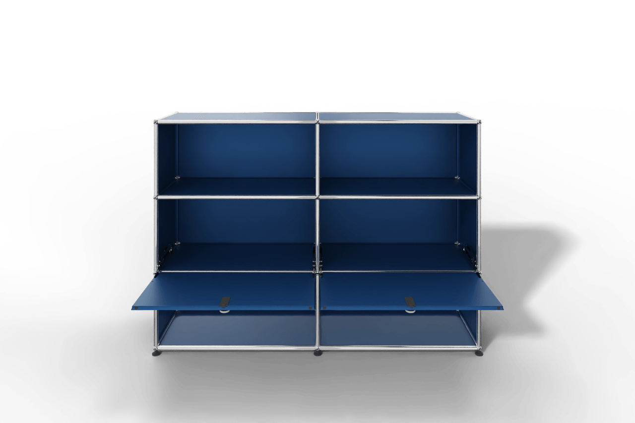 USM Haller Highboard mit 2 Klapptüren und 4 offenen Fächern in 14 Farben. Produktbild