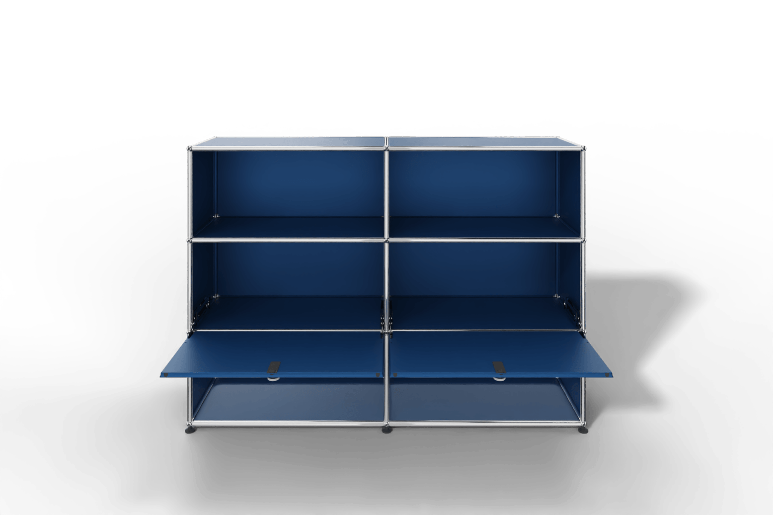 USM Haller Highboard mit 2 Klapptüren und 4 offenen Fächern in 14 Farben. Produktbild