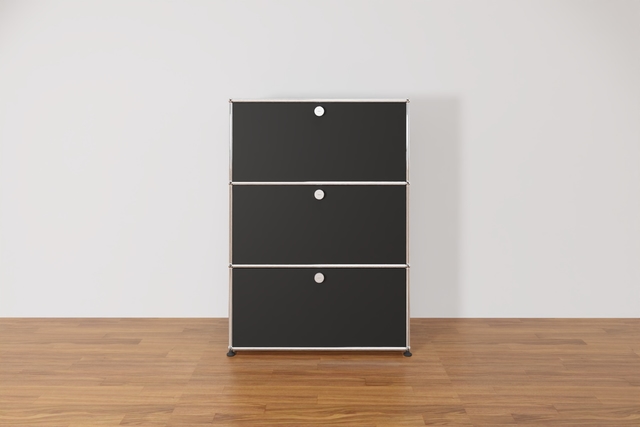 Original USM Haller Highboard mit 3 Klapptüren in graphitschwarz