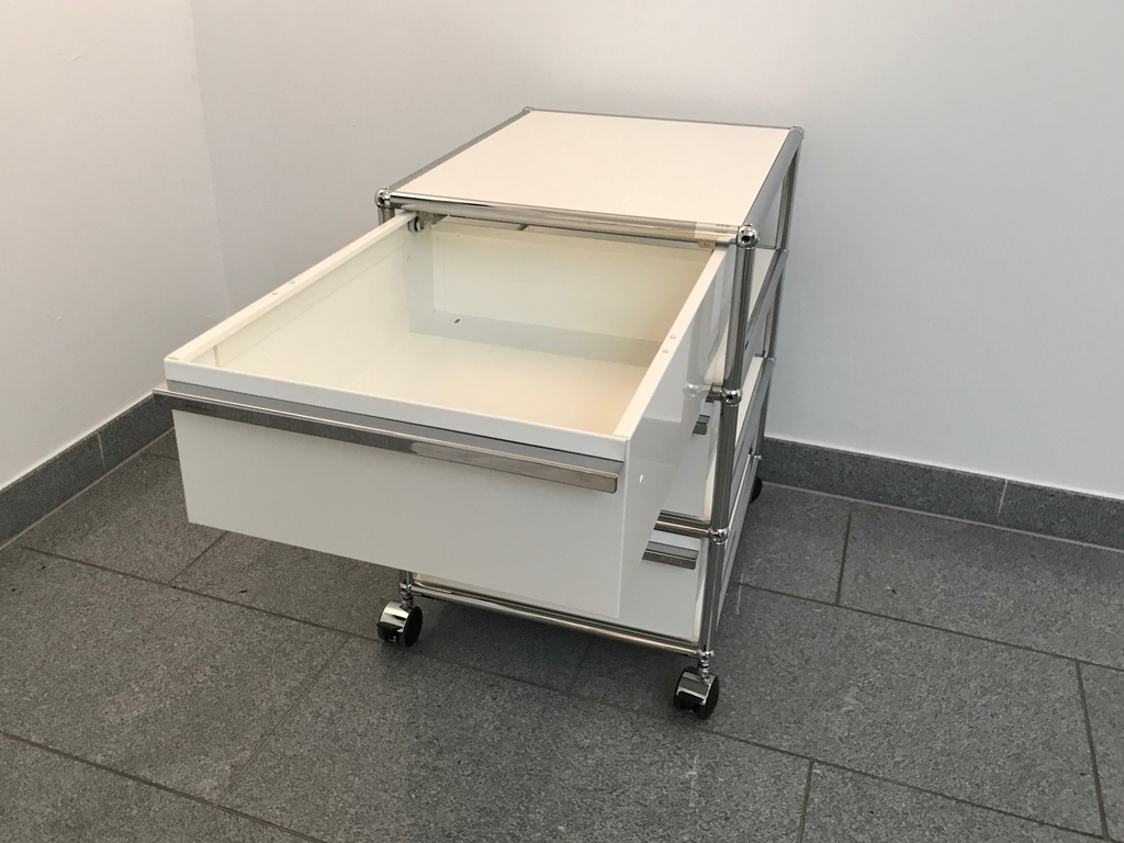 Original USM Haller Rollcontainer mit 3 Schubladen in Reinweiss Produktbild