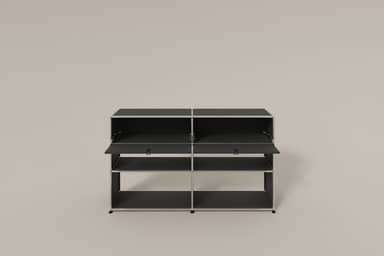 USM Haller Highboard mit 4 offenen Fächern und 2 niedrigen Klapptüren Produktbild