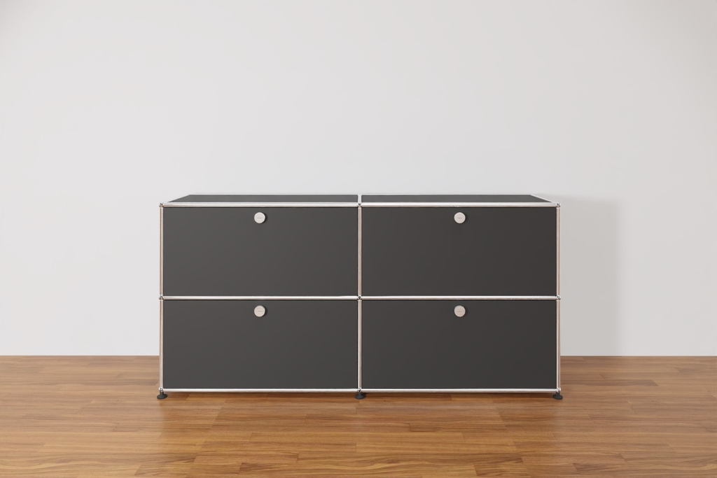 Original USM Haller Sideboard mit 4 Klapptüren in Anthrazitgrau