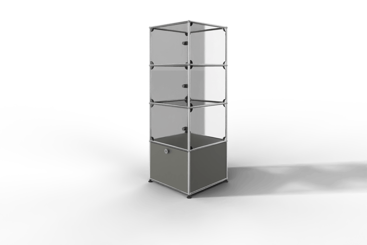 USM Haller Glasvitrine mit 3 Glastüren und 1 Klapptüre Produktbild