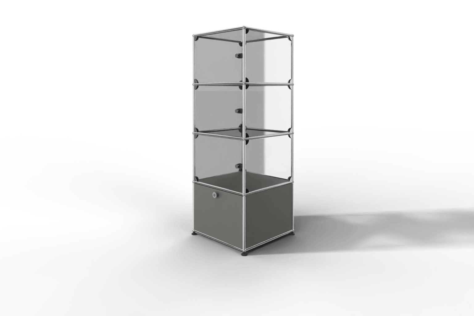 USM Haller Glasvitrine mit 3 Glastüren und 1 Klapptüre Produktbild