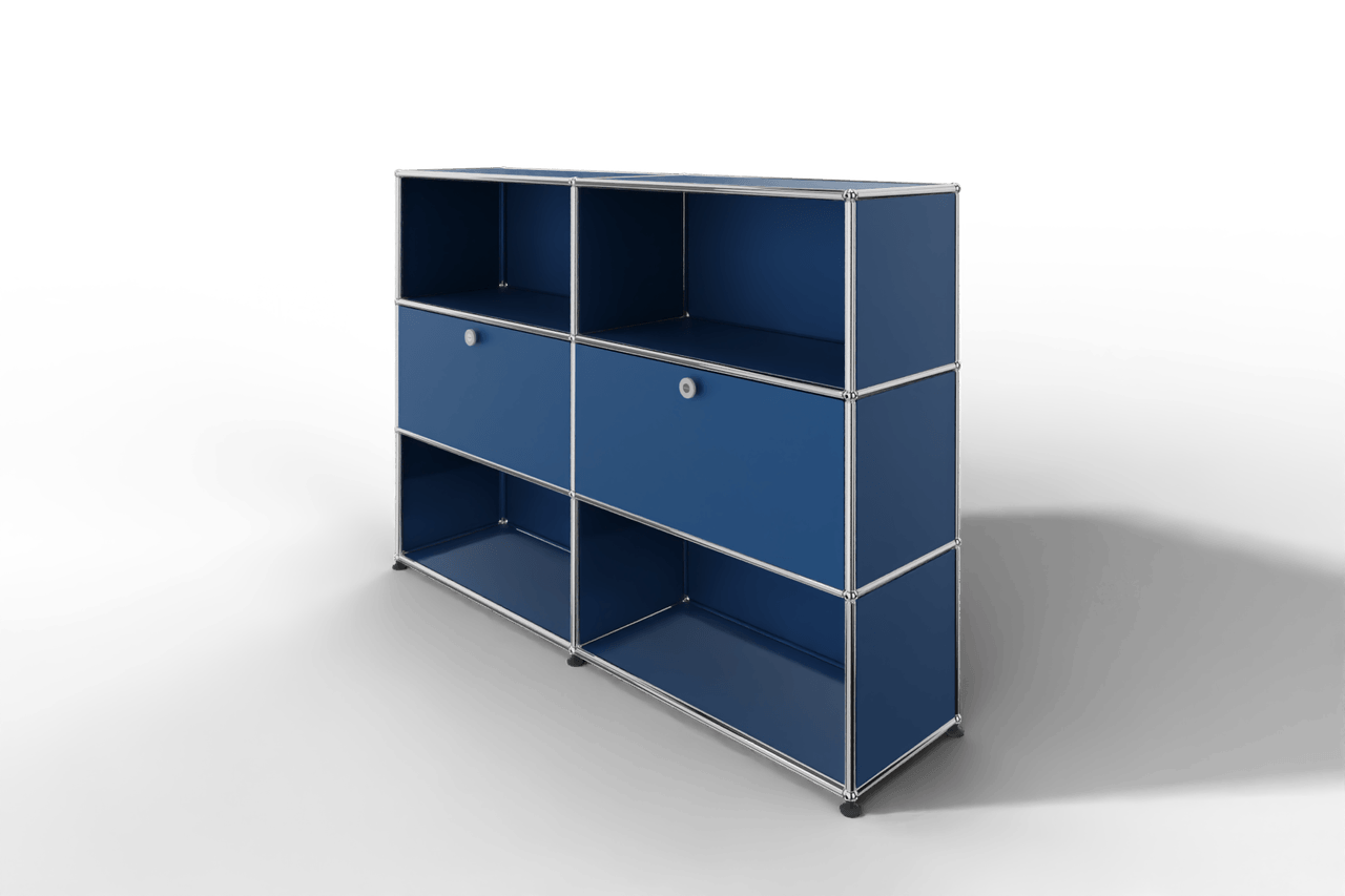 USM Haller Highboard mit 2 Klapptüren und 4 offenen Fächern in 14 Farben. Produktbild