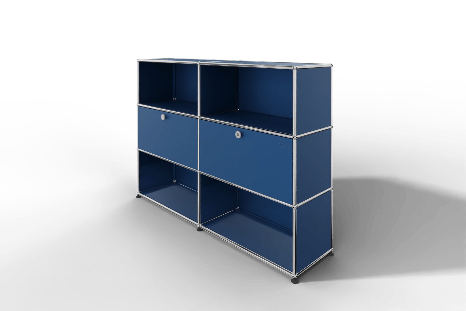 USM Haller Highboard mit 2 Klapptüren und 4 offenen Fächern in 14 Farben. Produktbild