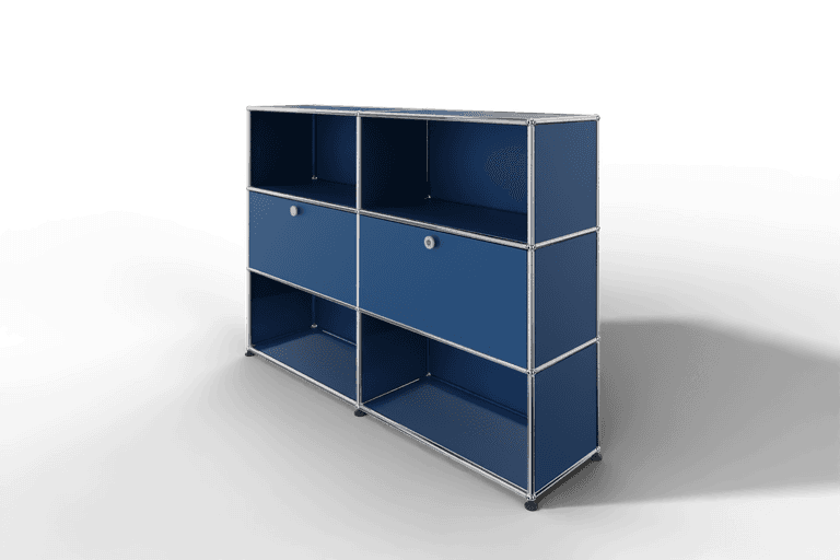 USM Haller Highboard mit 2 Klapptüren und 4 offenen Fächern in 14 Farben. Produktbild