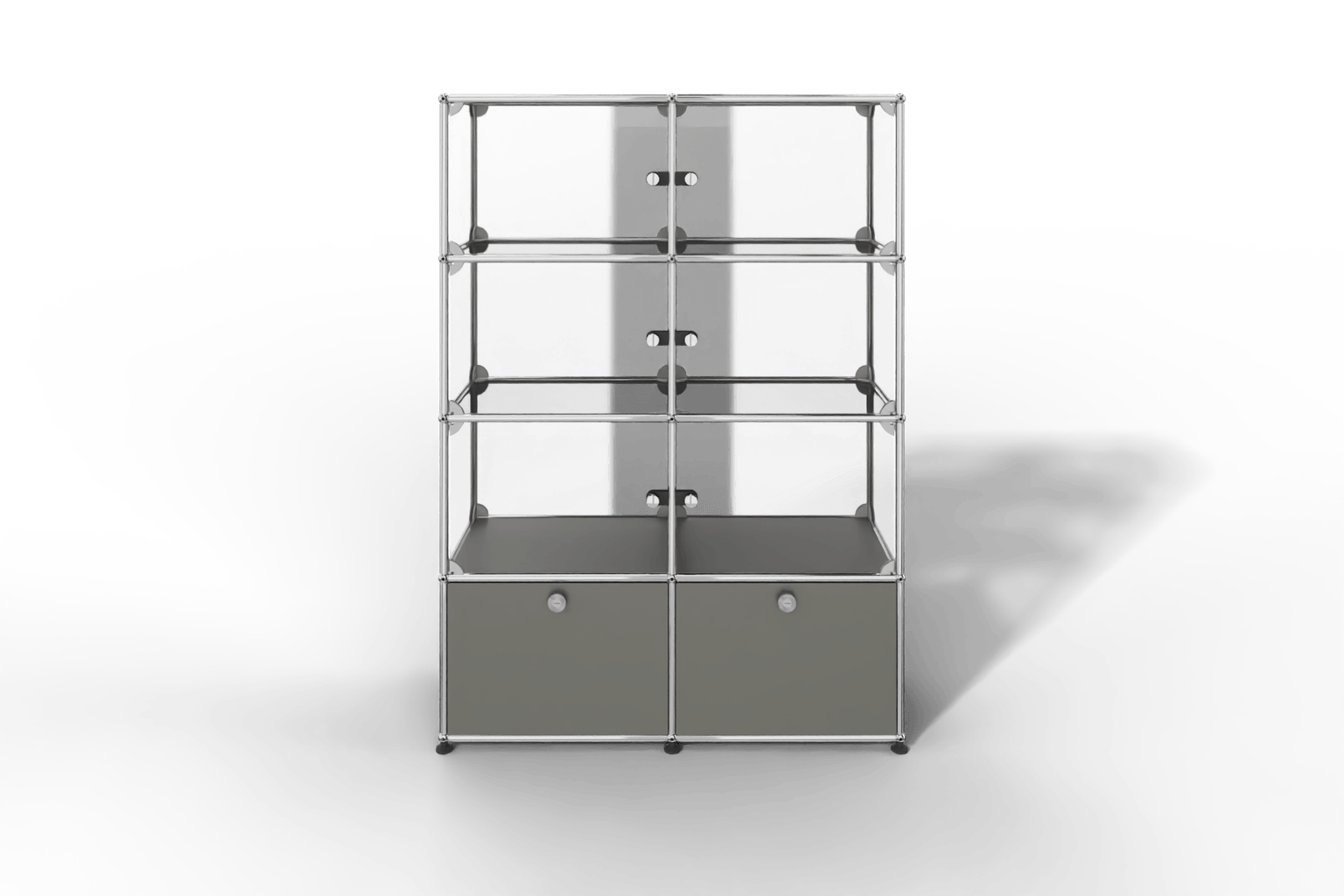 USM Haller Glasvitrine mit 6 Glastüren und 2 Klapptüren Produktbild
