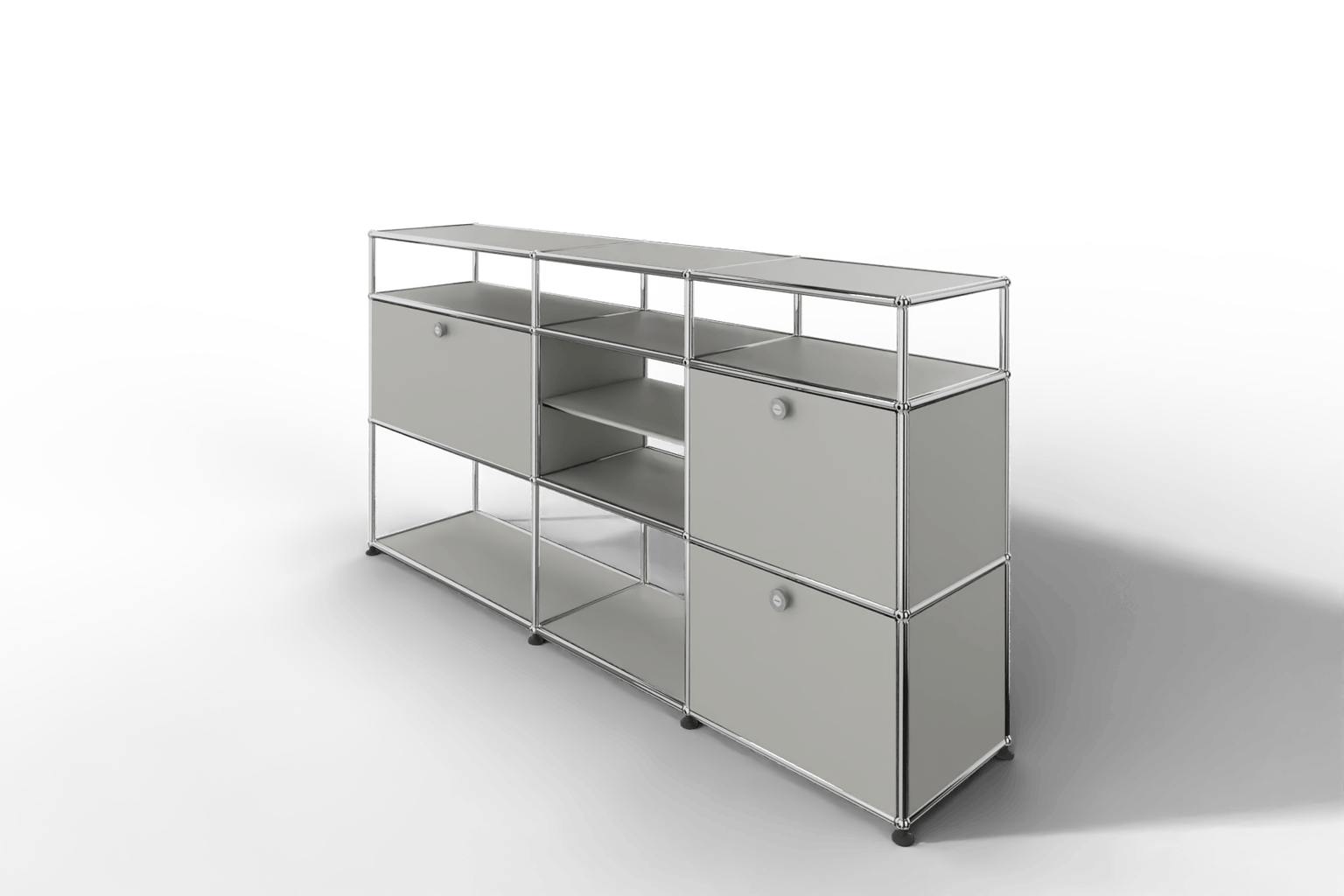Sideboard mit offenen Elementen und Klapptüren Produktbild