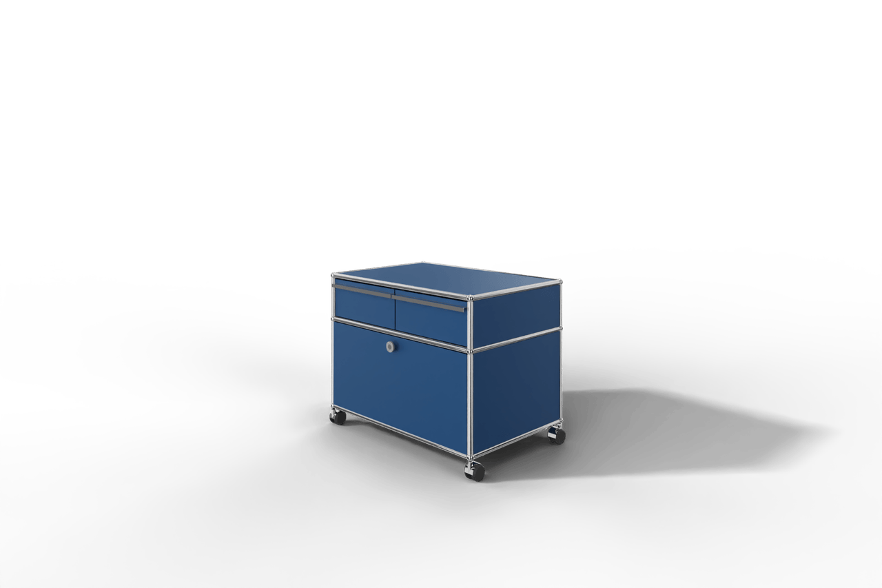 USM Haller Doppelrollcontainer mit zwei Schubladen und einer Klapptüre Produktbild