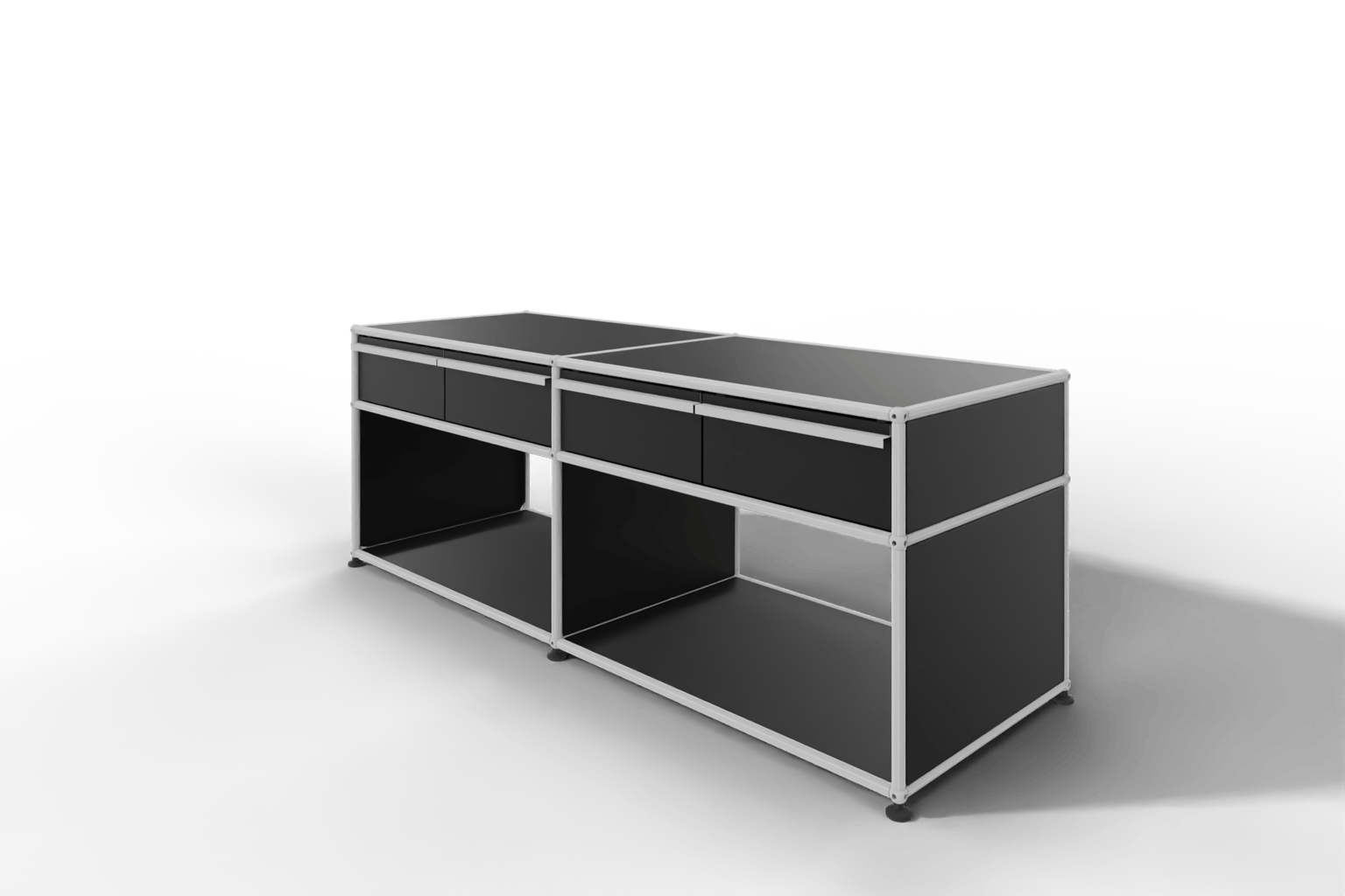 USM Haller Sideboard, mit 4 Schubladen A6 und 2 offenen Fächern. Tiefe 50 cm. Produktbild