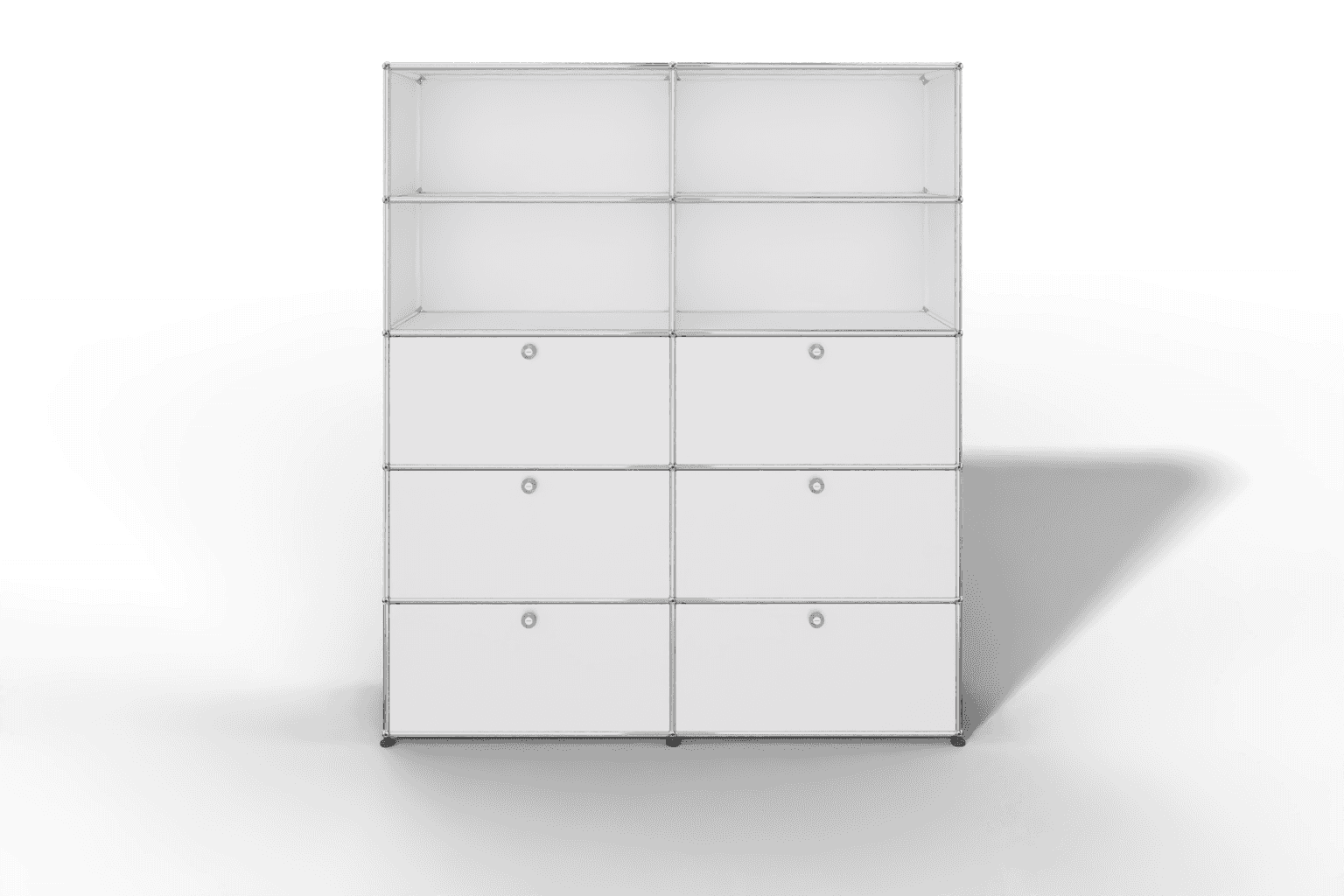 USM Haller Schrank/Regal mit 6 Klapptüren und offenen Fächern. Produktbild