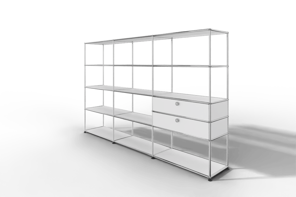 Regalwand, 11 offene Fächer, 2 Ausziehtüren Produktbild