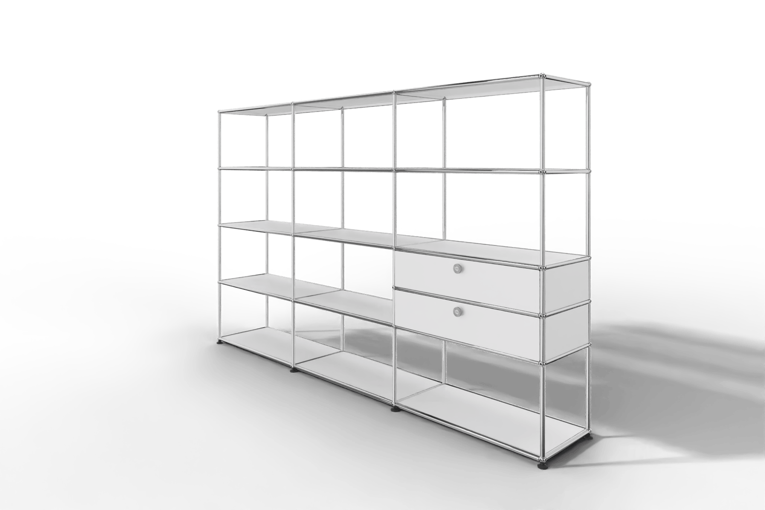 Regalwand, 11 offene Fächer, 2 Ausziehtüren Produktbild