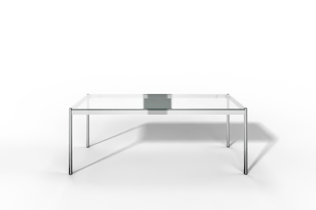 USM Haller Glastisch, Tiefe 750 mm, Länge wählbar