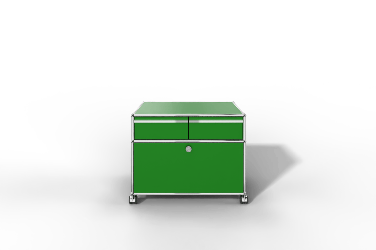 USM Haller Doppelrollcontainer mit zwei Schubladen und einer Klapptüre Produktbild