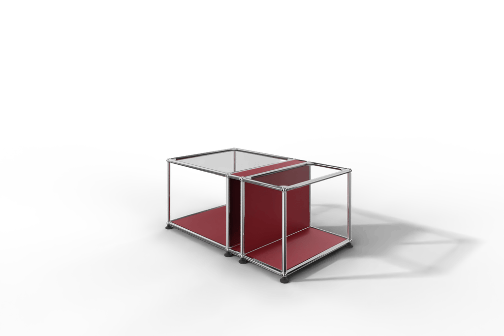 Couchtisch mit Zeitschriftenfach und Glastablaren Produktbild