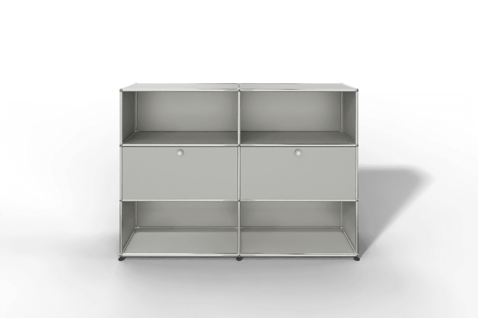 USM Haller Highboard mit 2 Klapptüren und 4 offenen Fächern in 14 Farben. Produktbild