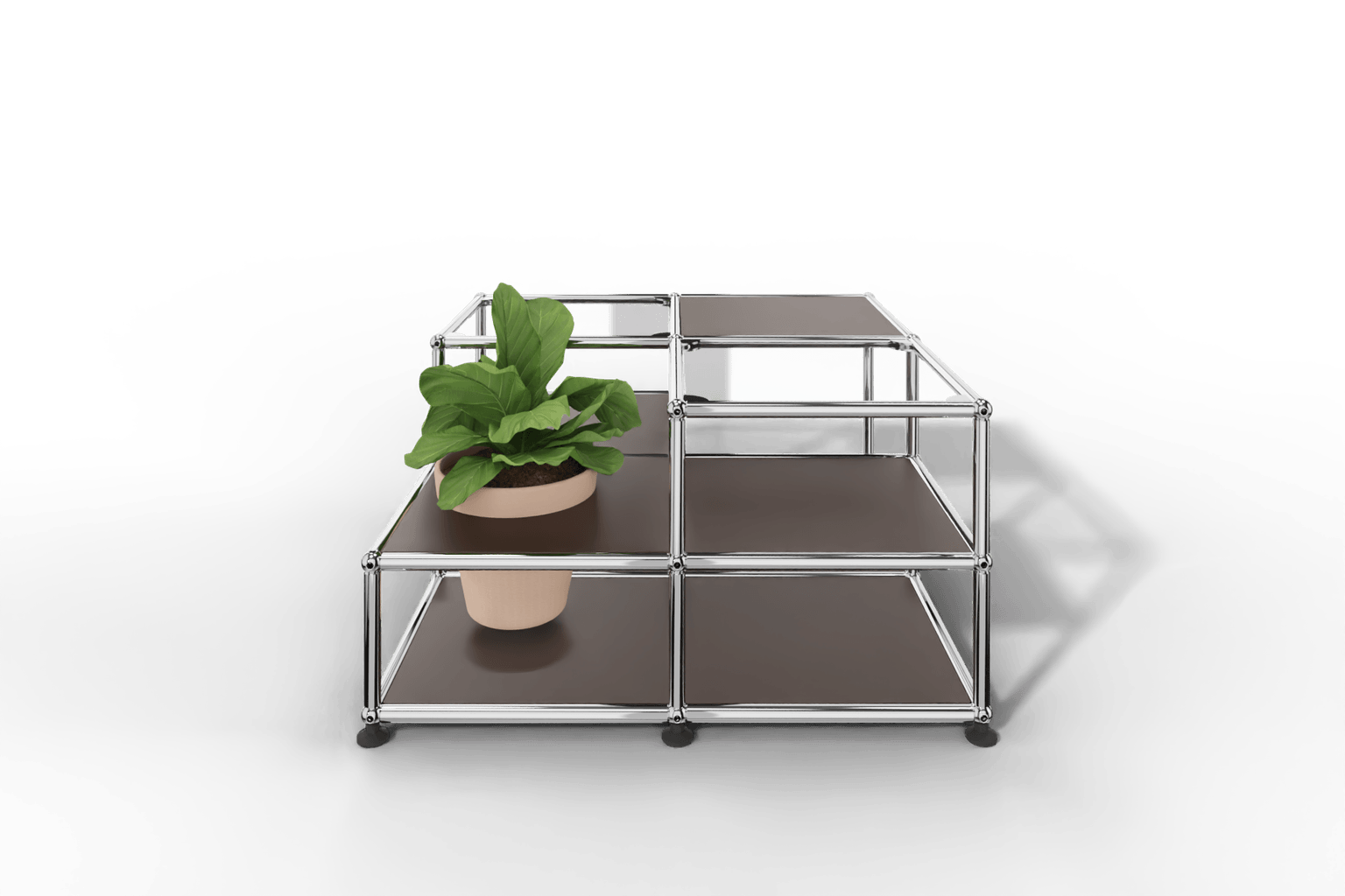Couchtisch mit Glastablaren und Pflanzeneinsatz Produktbild