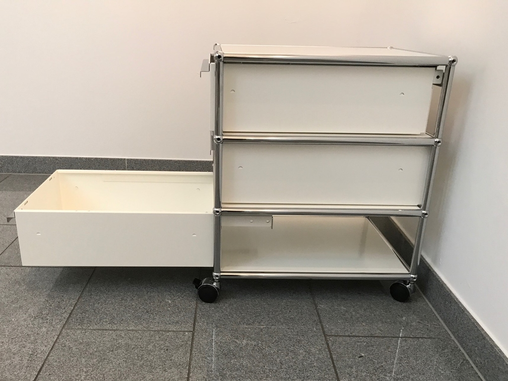 Original USM Haller Rollcontainer mit 3 Schubladen in Reinweiss Produktbild