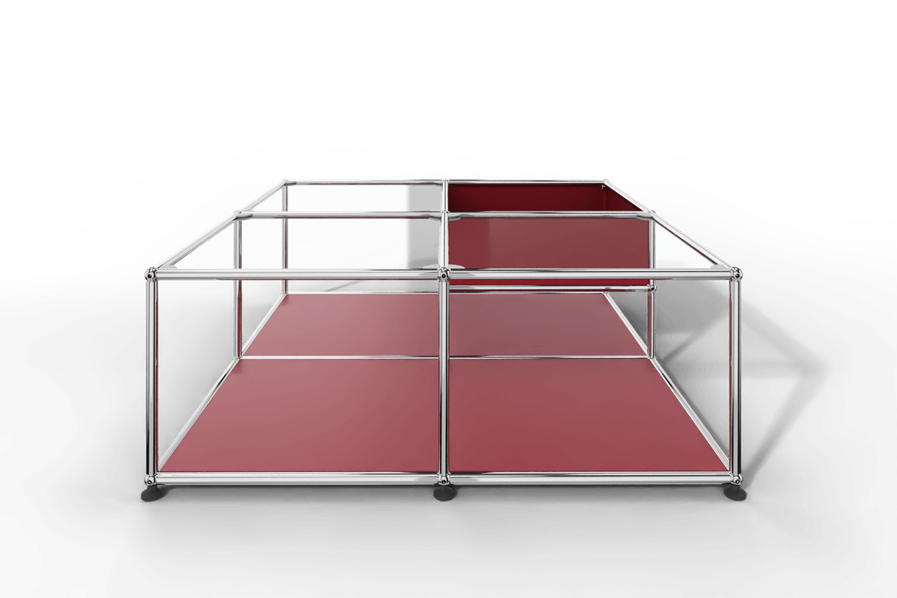 Quadratischer Couchtisch mit Glastablaren und Ablagefach Produktbild