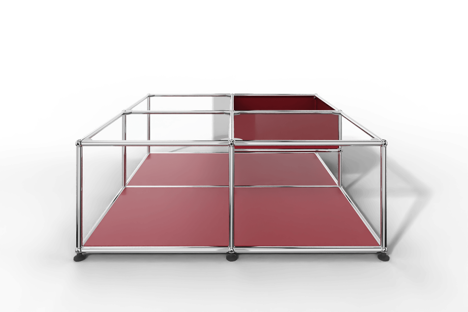 Quadratischer Couchtisch mit Glastablaren und Ablagefach Produktbild