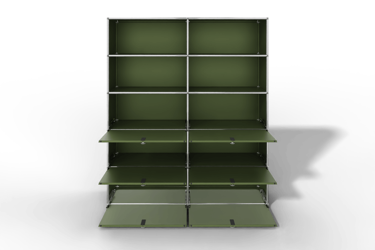 USM Haller Schrank/Regal mit 6 Klapptüren und offenen Fächern. Produktbild