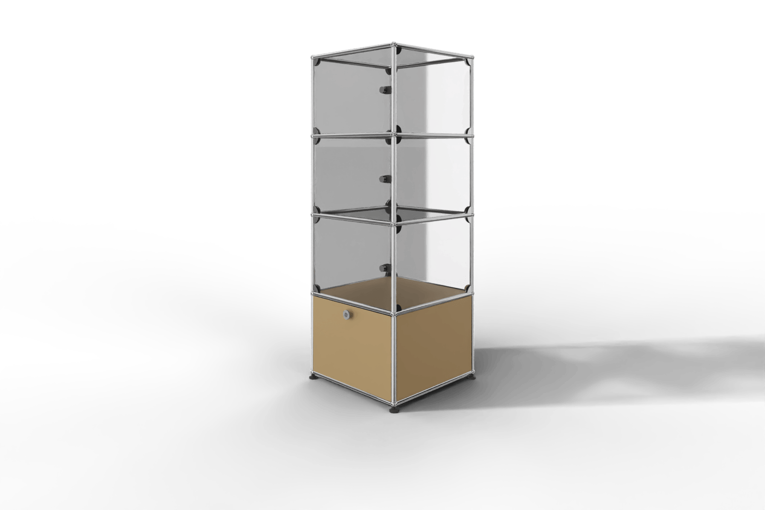 USM Haller Glasvitrine mit 3 Glastüren und 1 Klapptüre Produktbild