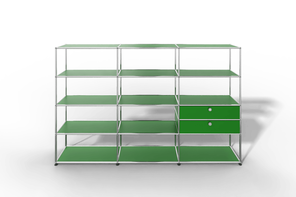 Regalwand, 11 offene Fächer, 2 Ausziehtüren Produktbild