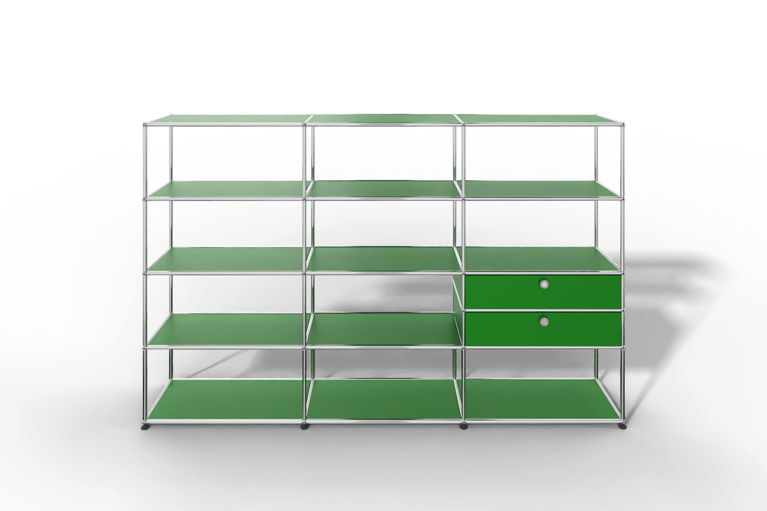 Regalwand, 11 offene Fächer, 2 Ausziehtüren Produktbild