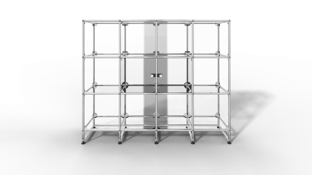 USM Haller Glasvitrine mit 2 Glastüren und 10 offenen Fächern