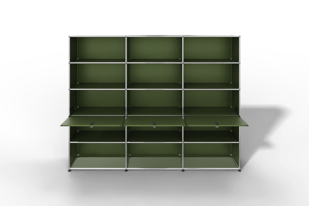 USM Haller Regalwand, 12 offene Fächer, 3 Klapptüren Produktbild