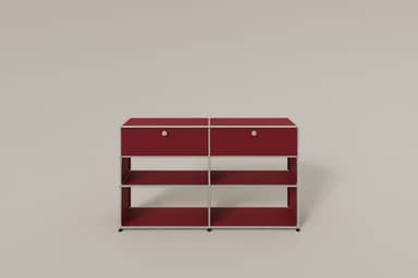 USM Haller Highboard mit 4 offenen Fächern und 2 niedrigen Klapptüren Produktbild
